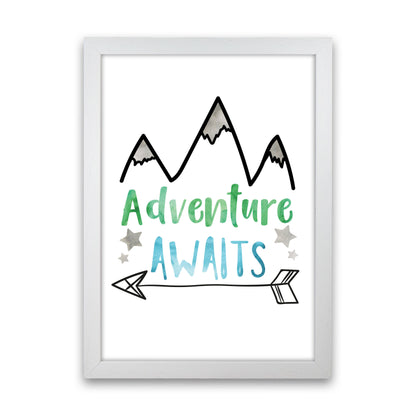 Adventure Awaits Watercolour Modern Print White Grain
