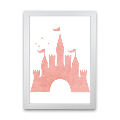 Peach Castle Watercolour Modern Print White Grain