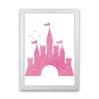 Pink Castle Watercolour Modern Print White Grain