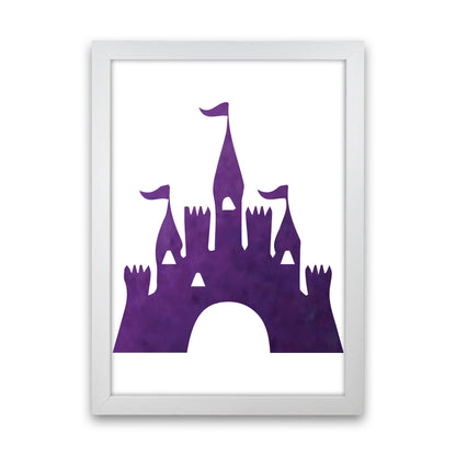 Purple Castle Watercolour Modern Print White Grain