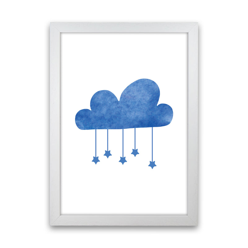 Blue Cloud Watercolour Modern Print White Grain