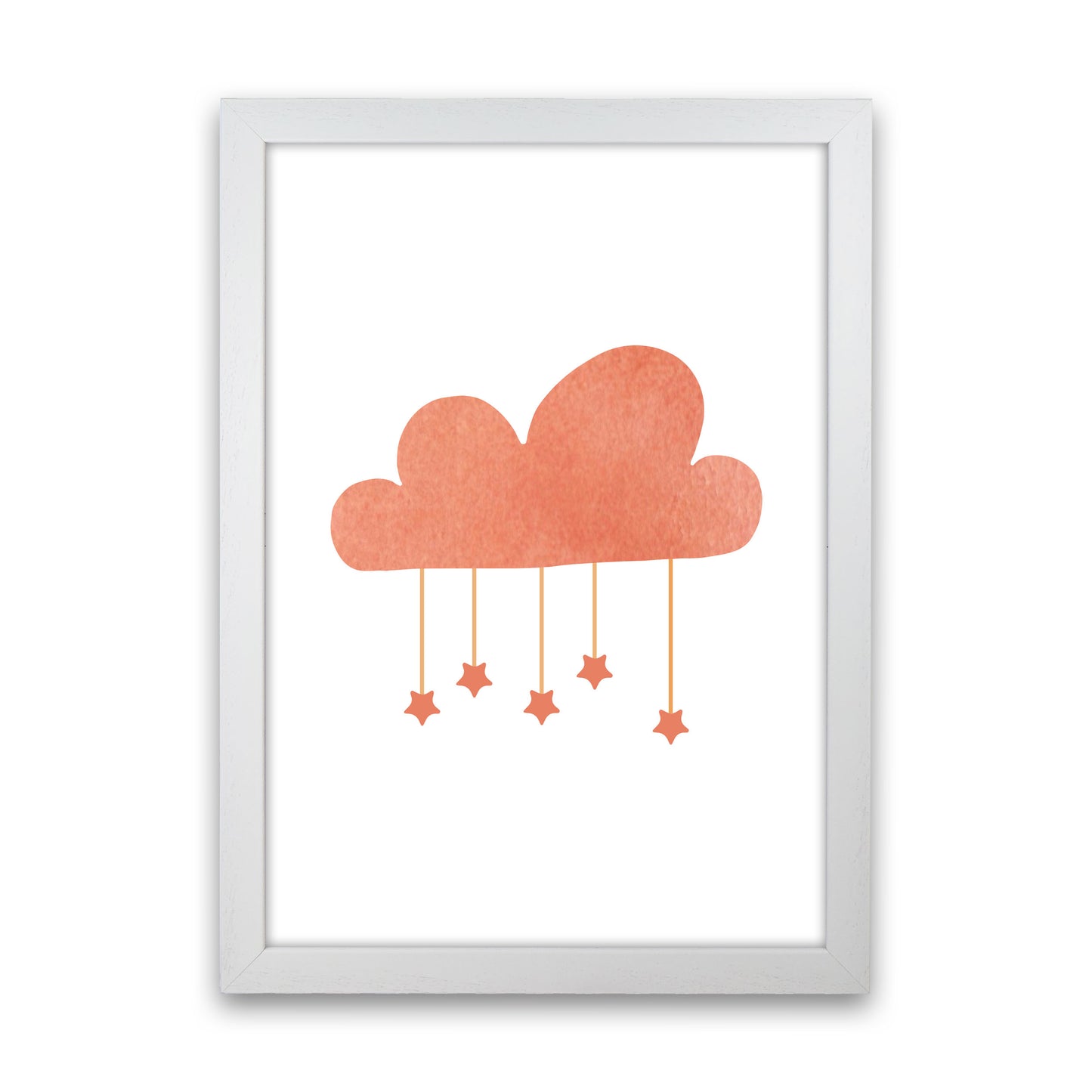 Peach Cloud Watercolour Modern Print White Grain