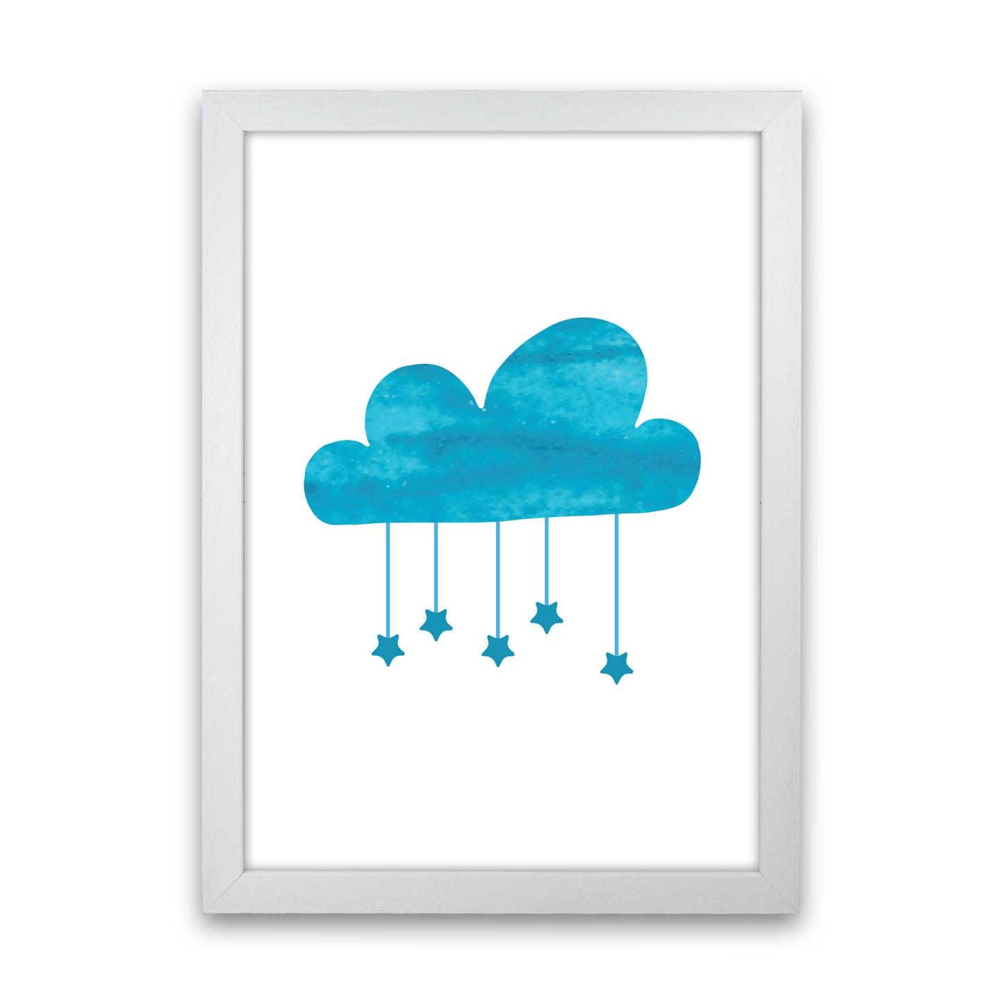 Turquoise Cloud Watercolour Modern Print White Grain