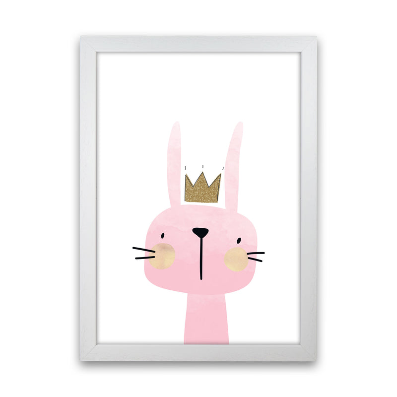 Scandi Bunny Watercolour Framed Nursey Wall Art Print White Grain