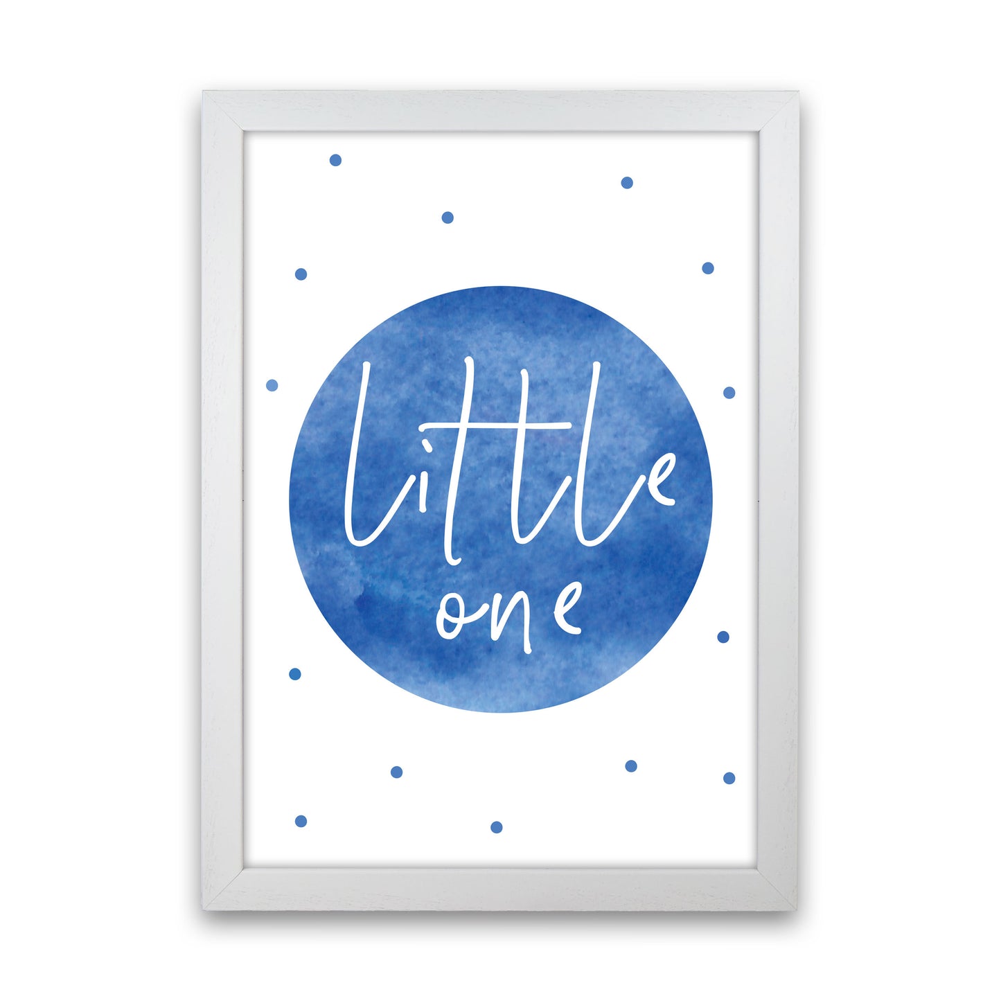 Little One Blue Watercolour Modern Print White Grain