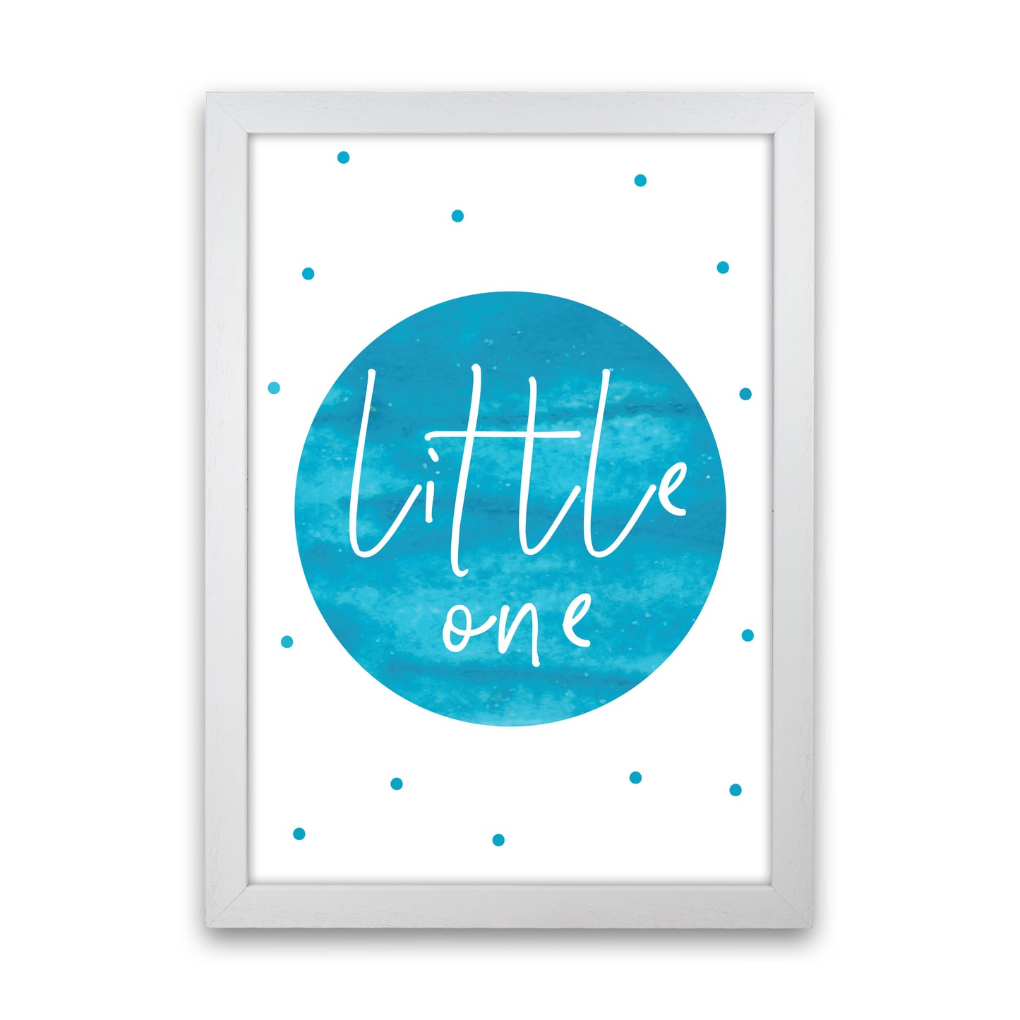 Little One Turquoise Watercolour Modern Print White Grain