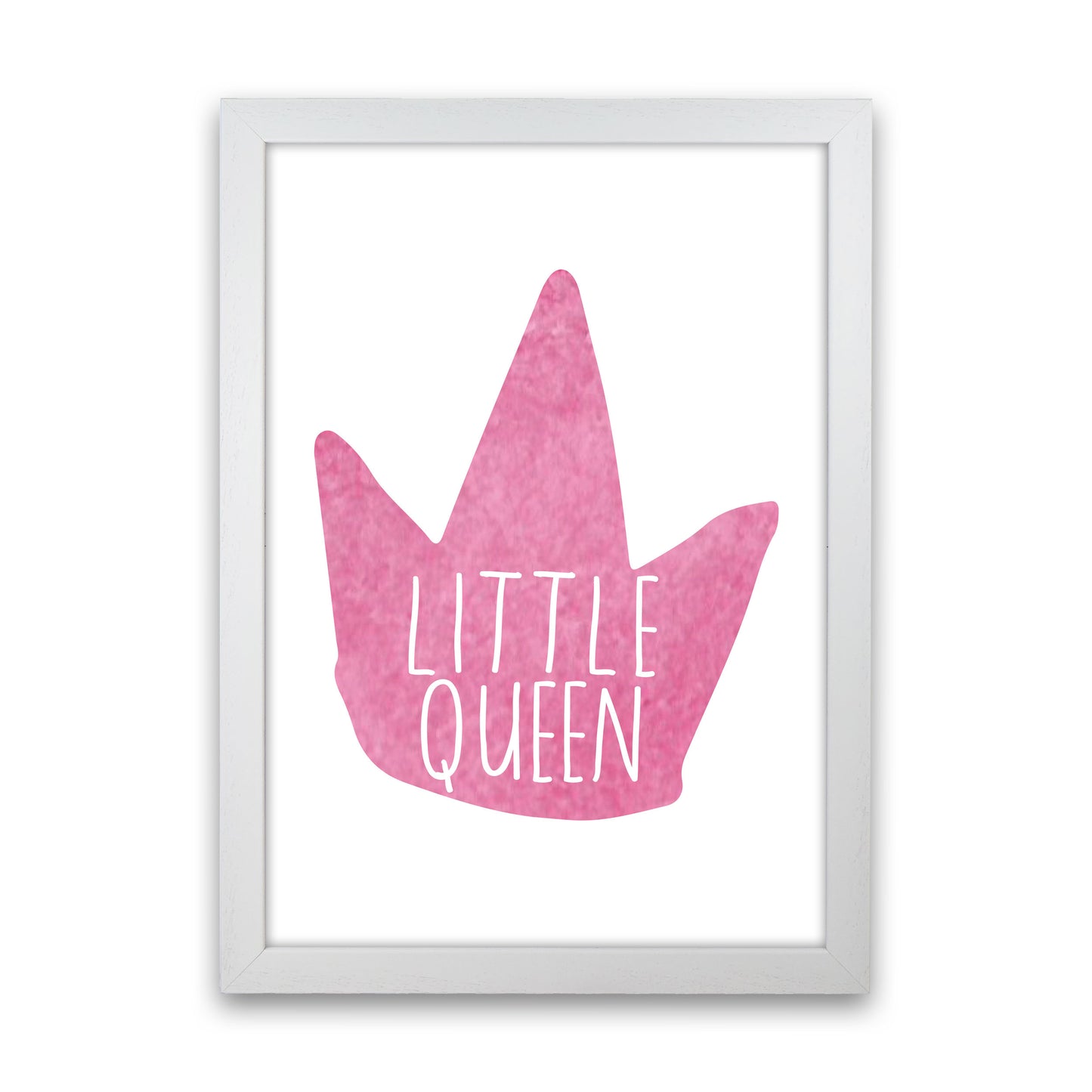 Little Queen Pink Crown Watercolour Modern Print White Grain