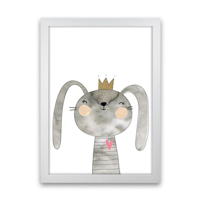 Scandi Grey Bunny Watercolour Framed Nursey Wall Art Print White Grain