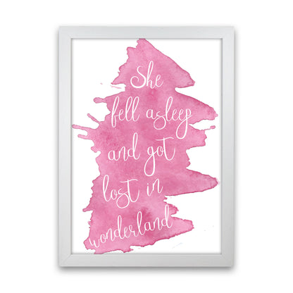 Wonderland Pink Watercolour Modern Print White Grain