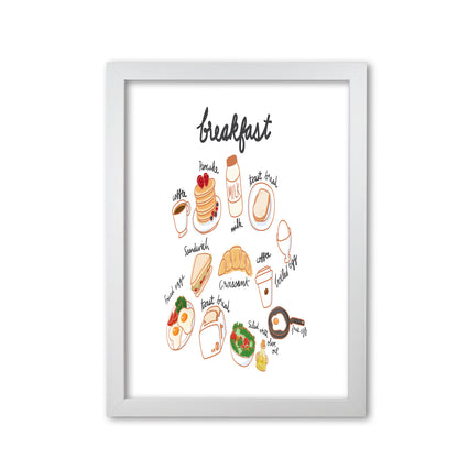 Breakfast Collection Landscape Modern Print, Framed Kitchen Wall Art White Grain