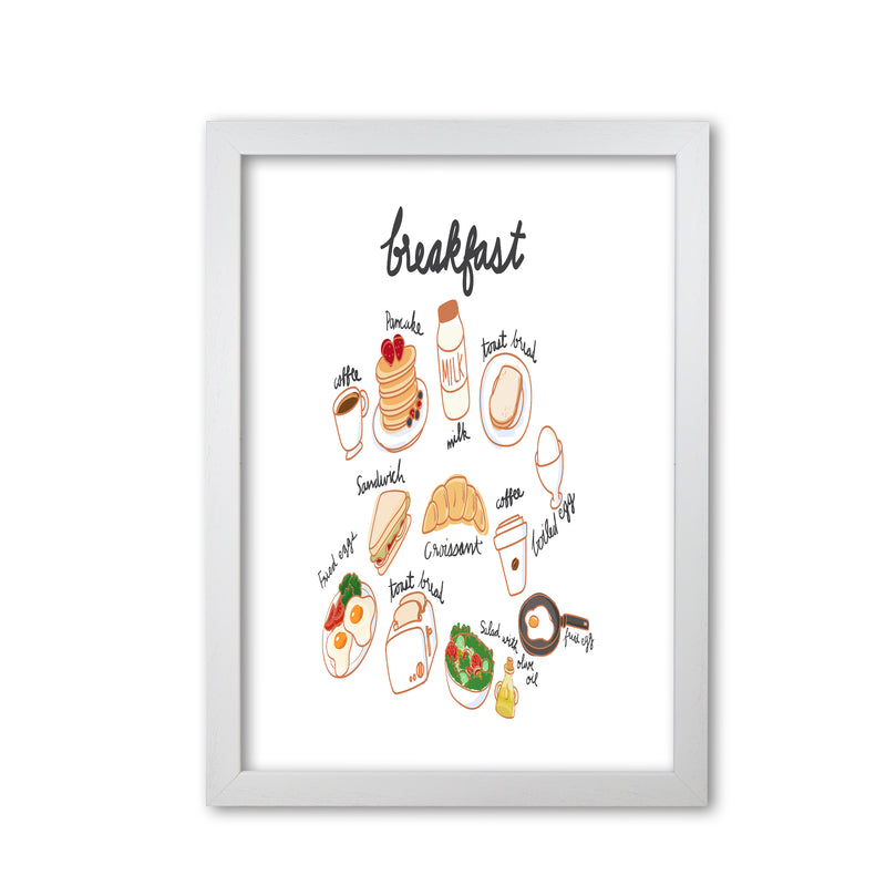 Breakfast Collection Landscape Modern Print, Framed Kitchen Wall Art White Grain