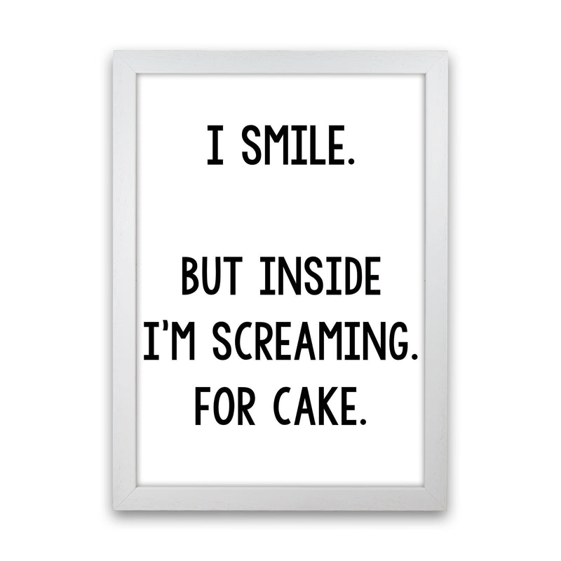 Screaming For Cake Modern Print, Framed Kitchen Wall Art White Grain