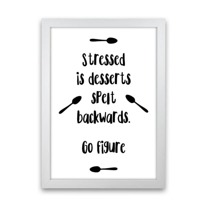 Stressed Is Desserts Spelled Backwards Modern Print, Framed Kitchen Wall Art White Grain