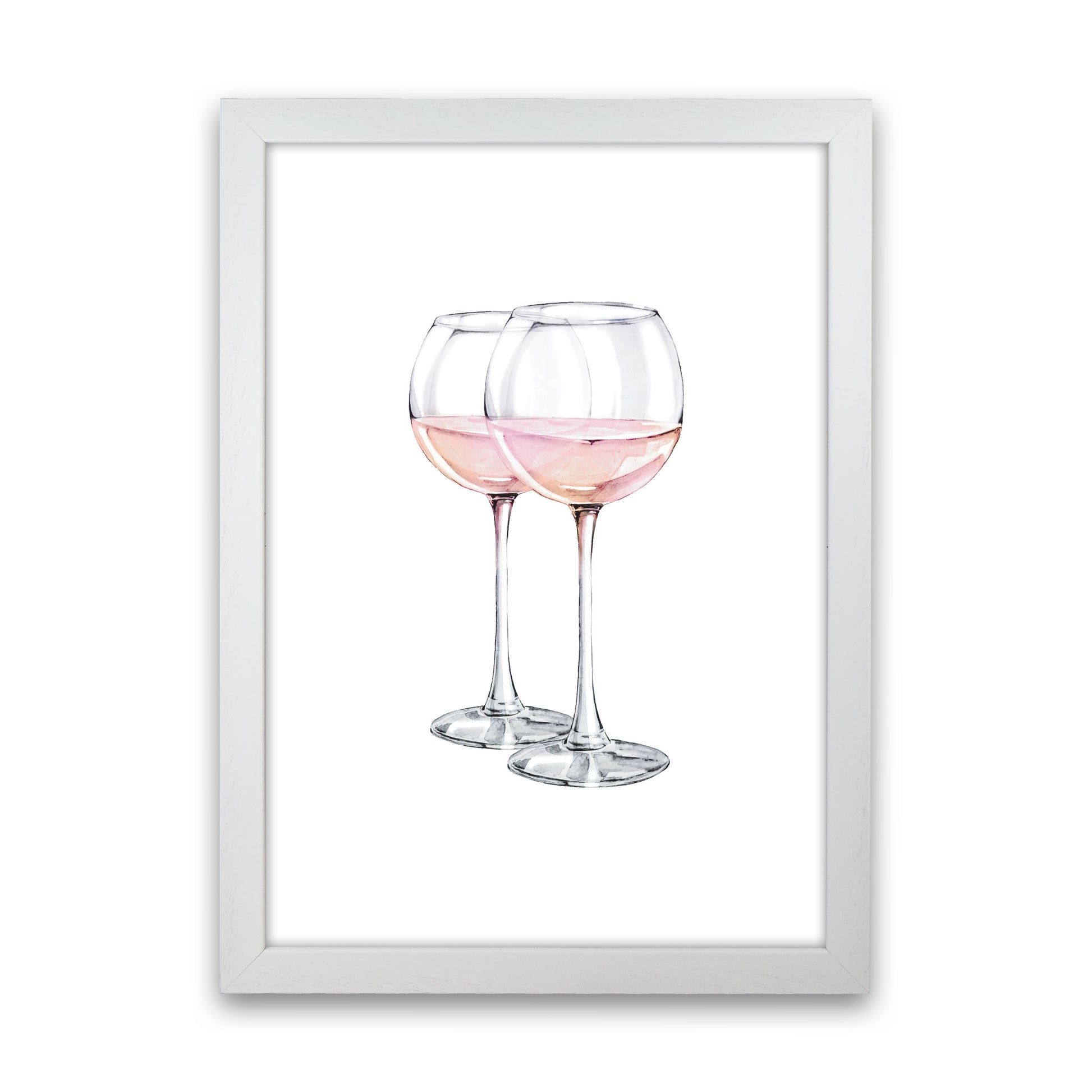 Pink Wine Glasses Modern Print White Grain