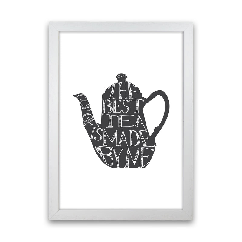 Tea Pot Portrait Modern Print, Framed Kitchen Wall Art White Grain