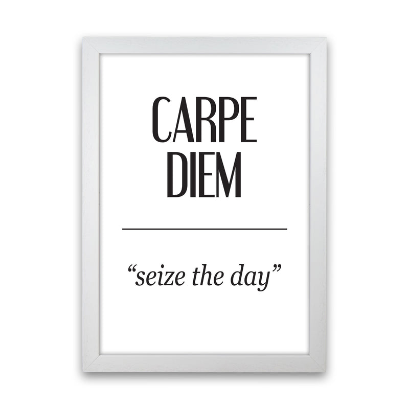 Carpe Diem Framed Typography Wall Art Print White Grain
