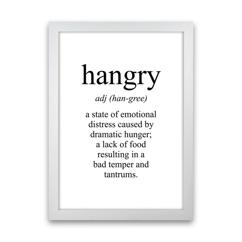 Hangry Modern Print, Framed Kitchen Wall Art White Grain