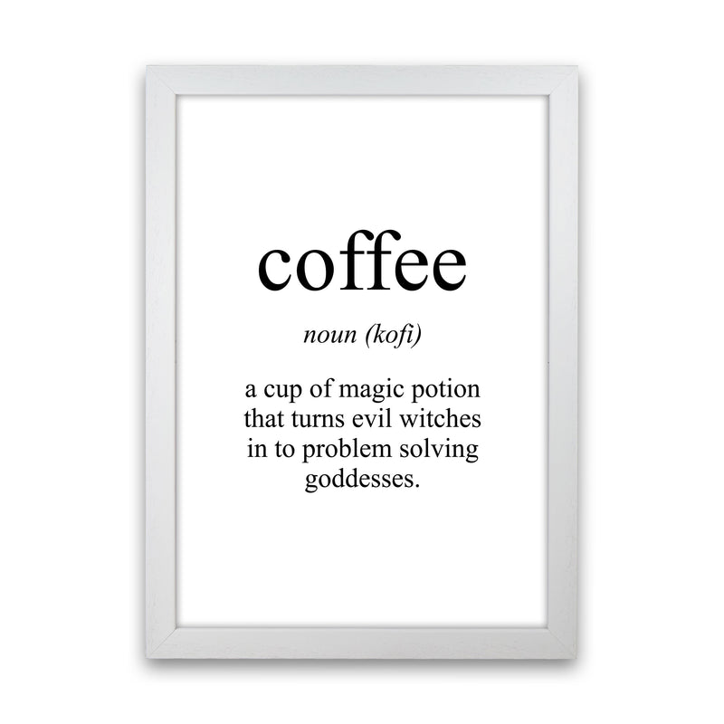 Coffee Framed Typography Wall Art Print White Grain