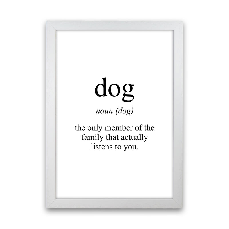 Dog Framed Typography Wall Art Print White Grain