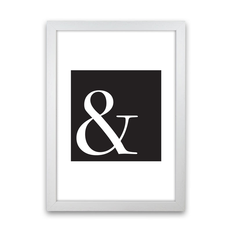 Ampersand Black Framed Typography Wall Art Print White Grain