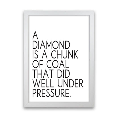 A Diamond Under Pressure Framed Typography Quote Wall Art Print White Grain