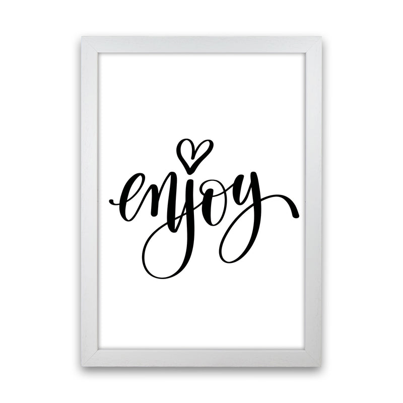Enjoy Framed Typography Wall Art Print White Grain