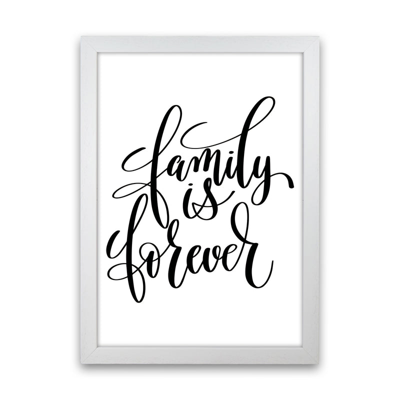 Family Is Forever Framed Typography Wall Art Print White Grain