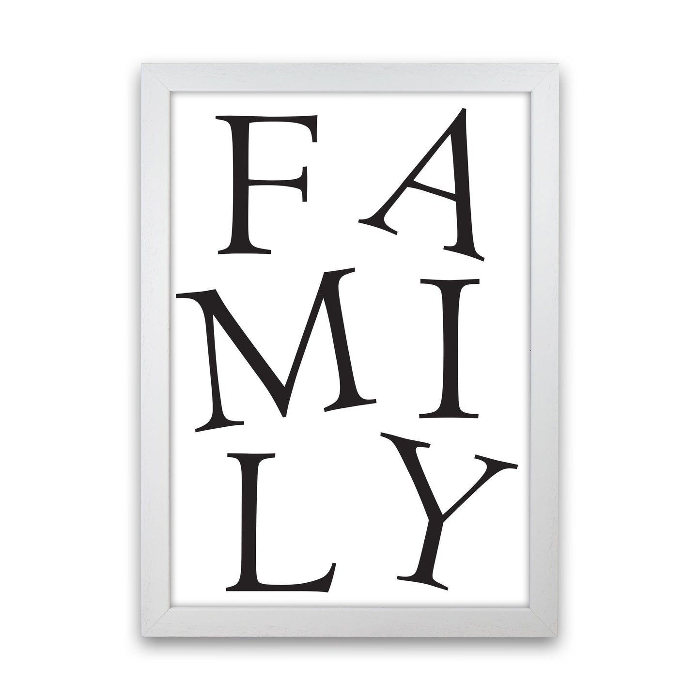 Family Framed Typography Wall Art Print White Grain
