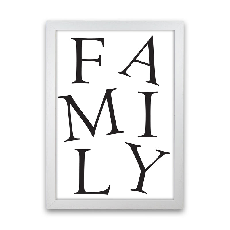 Family Framed Typography Wall Art Print White Grain