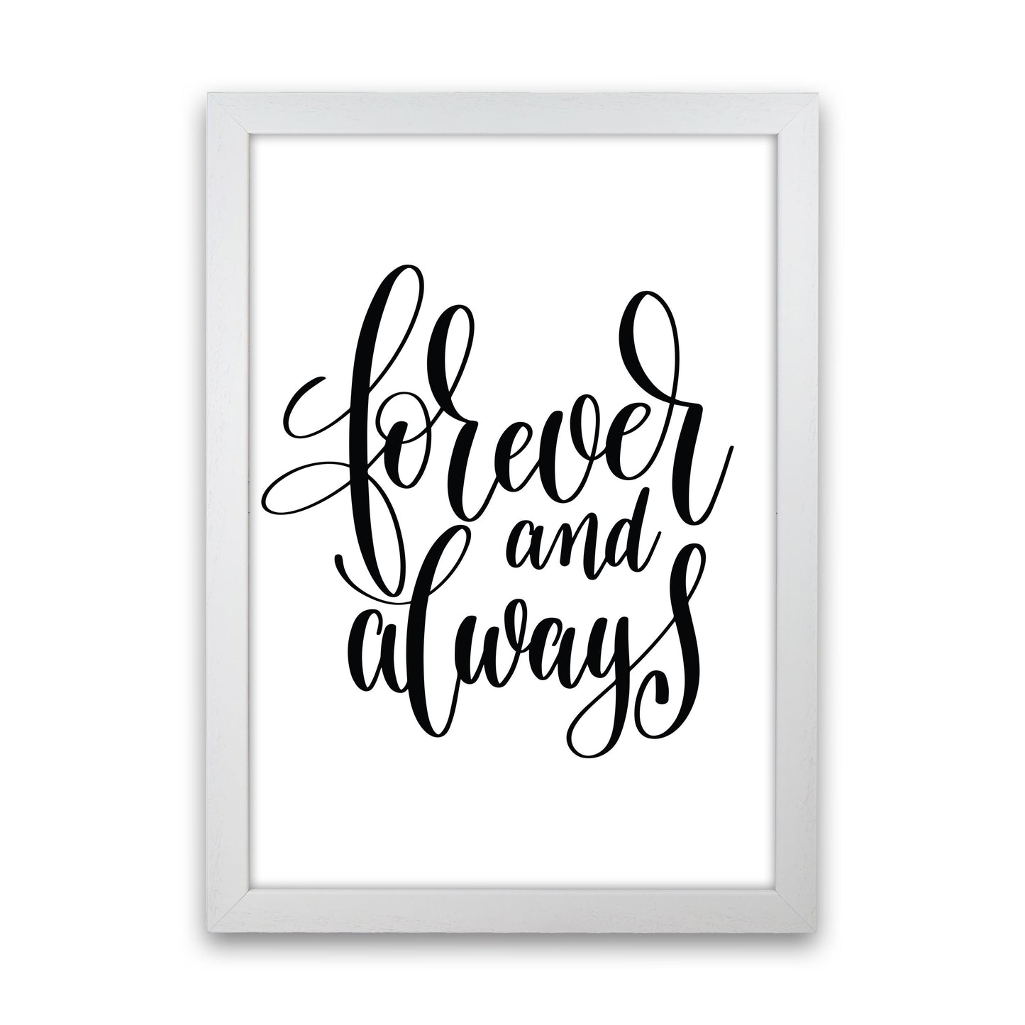 Forever And Always Framed Typography Wall Art Print White Grain