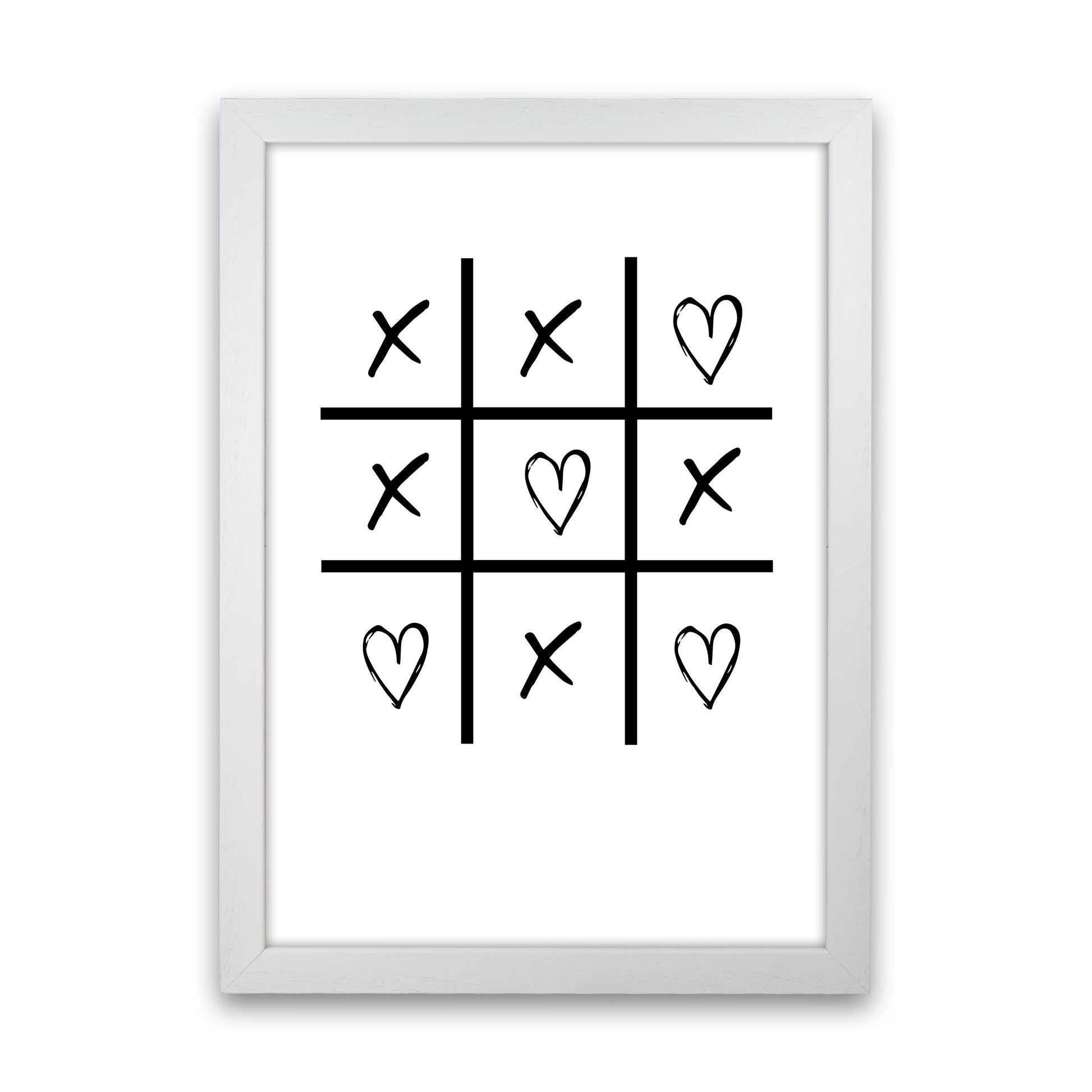 Hearts And Crosses Modern Print White Grain