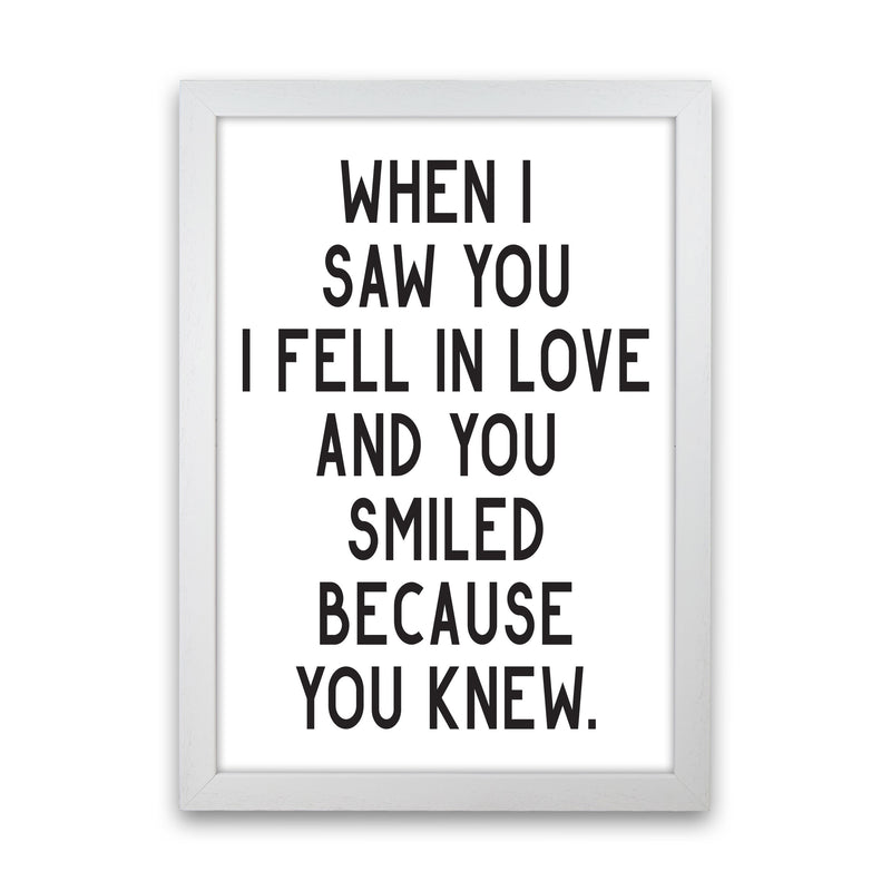 When I Saw You I Fell In Love Modern Print White Grain