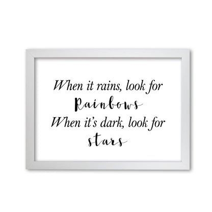When It Rains Look For Rainbows Modern Print White Grain