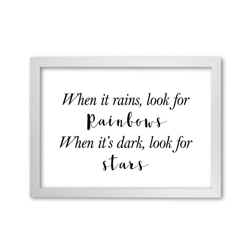 When It Rains Look For Rainbows Modern Print White Grain