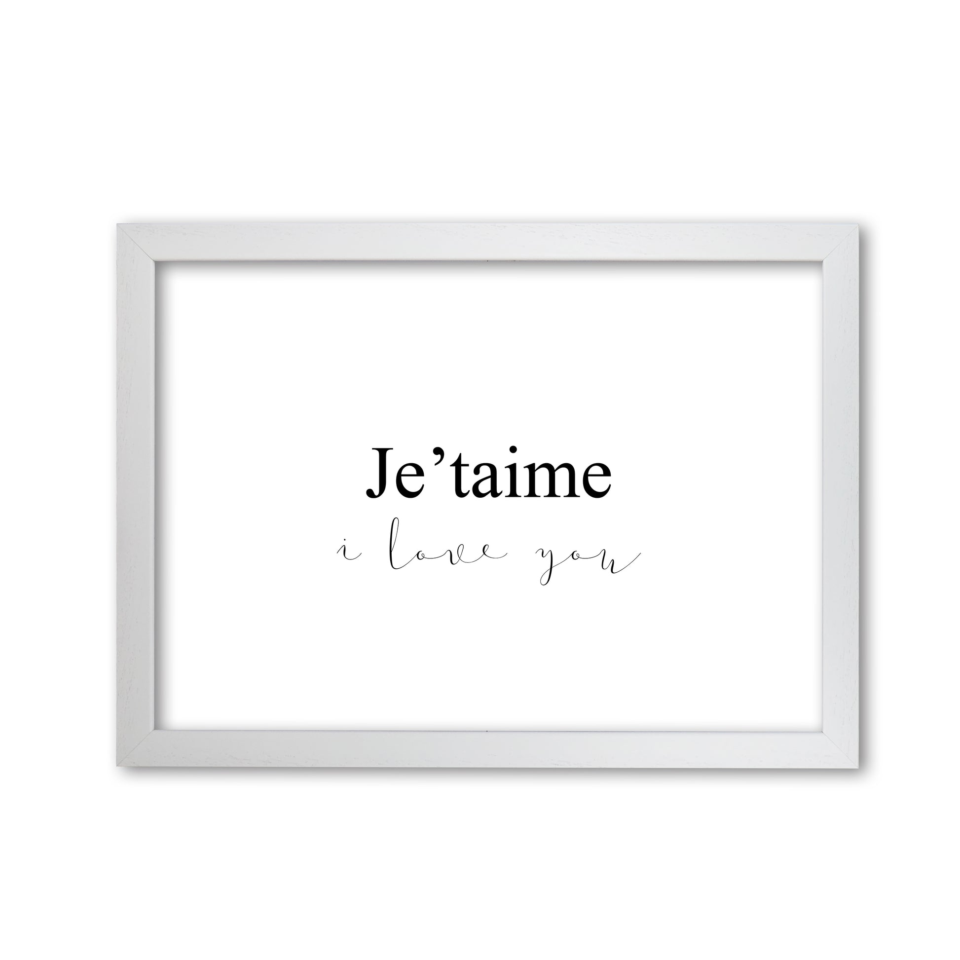 Je'taime Framed Typography Wall Art Print White Grain