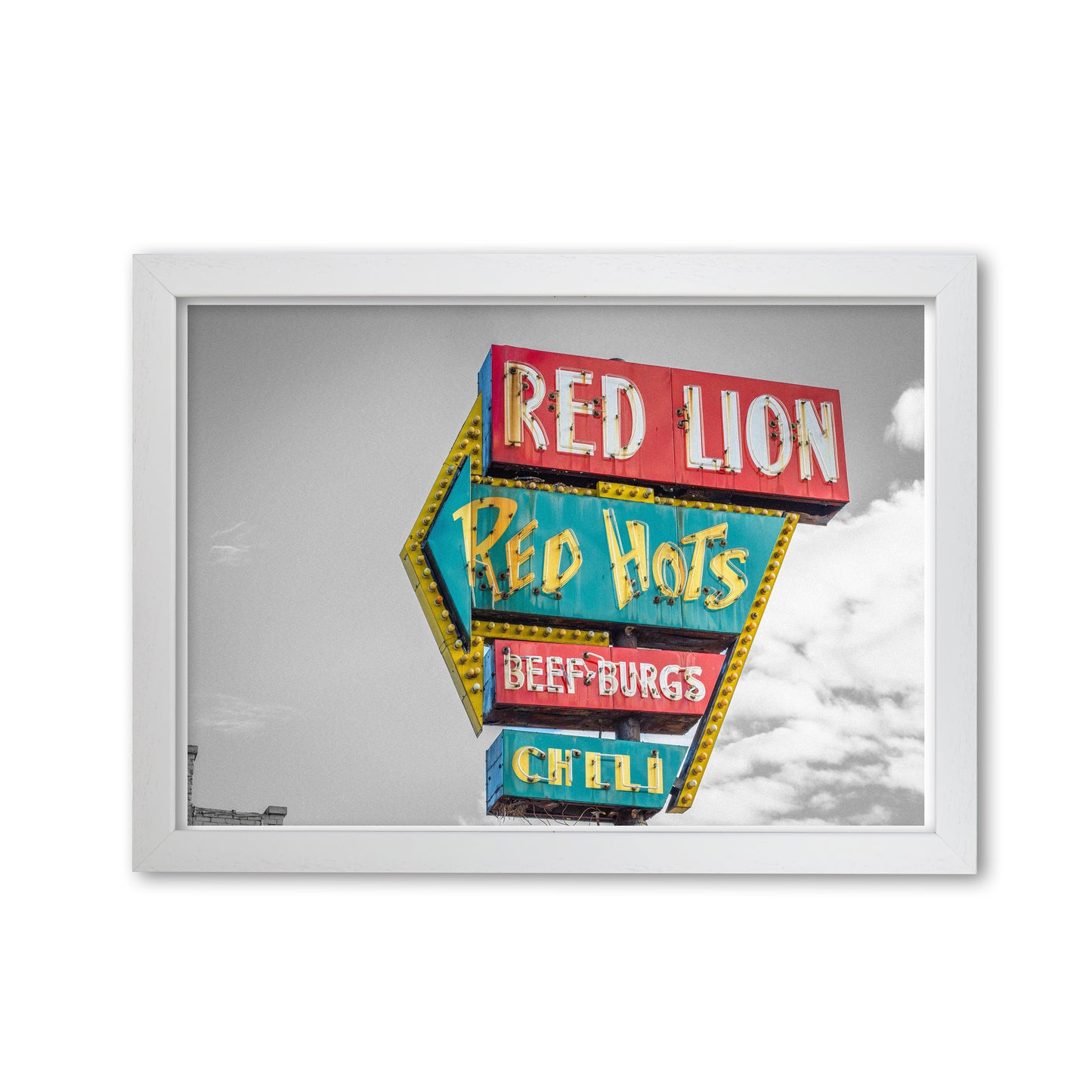 Vintage American Billboard Modern Print White Grain