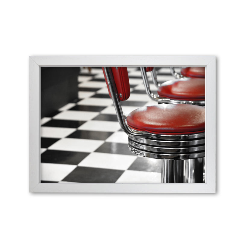 Vintage American Diner Modern Print White Grain