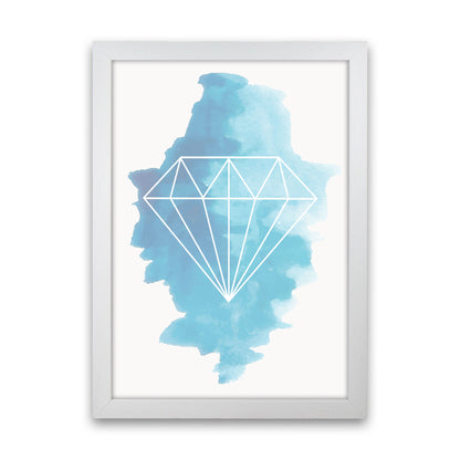 Geo Diamond Blue Watercolour Modern Print White Grain