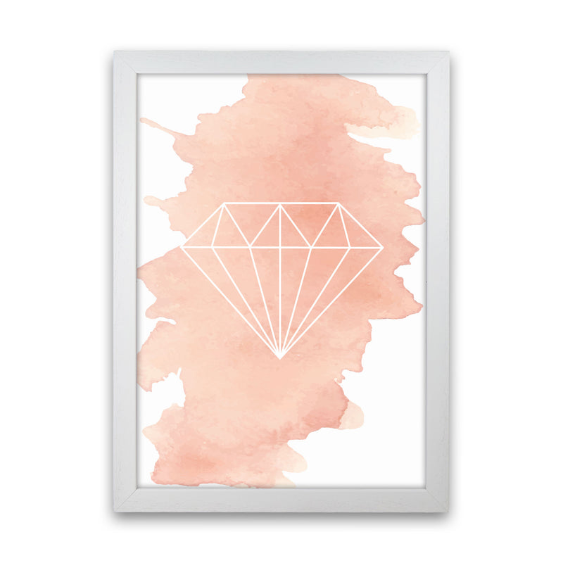 Geo Diamond Peach Watercolour Modern Print White Grain