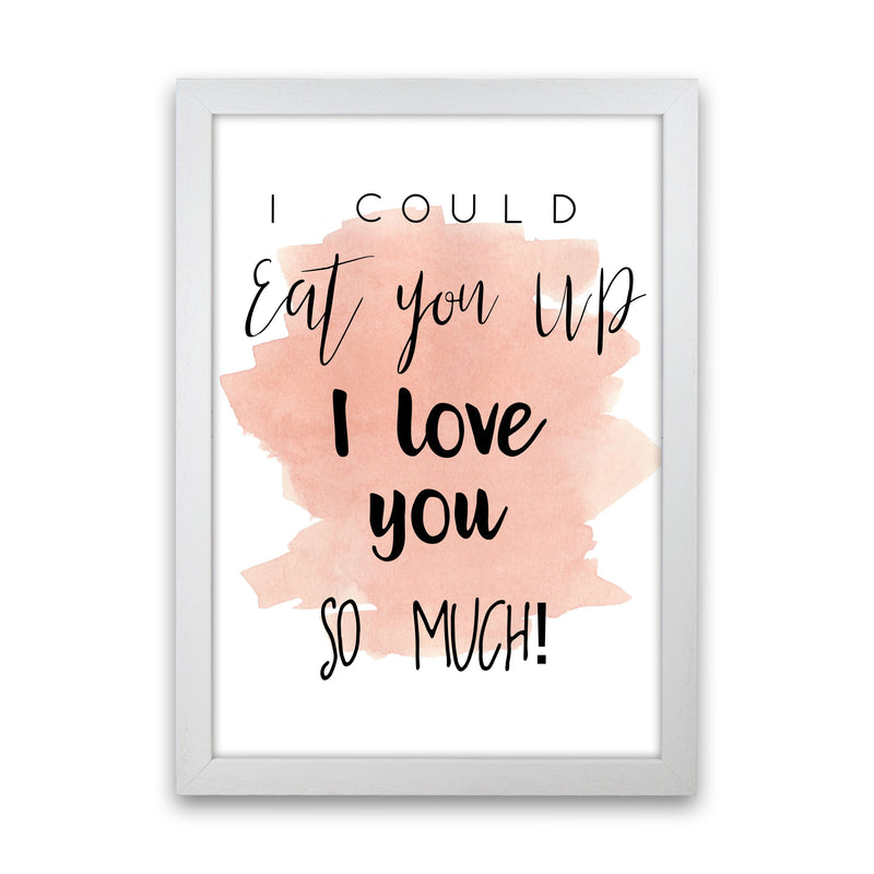 Eat You Up Peach Watercolour Modern Print White Grain