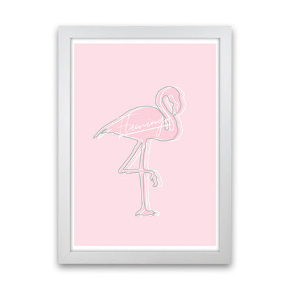 Pink Flamingo Modern Print Animal Art Print White Grain