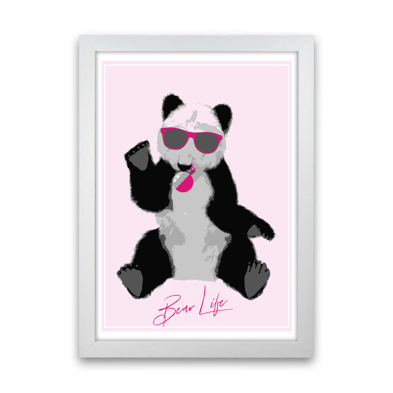 Bear Life Modern Print Animal Art Print White Grain