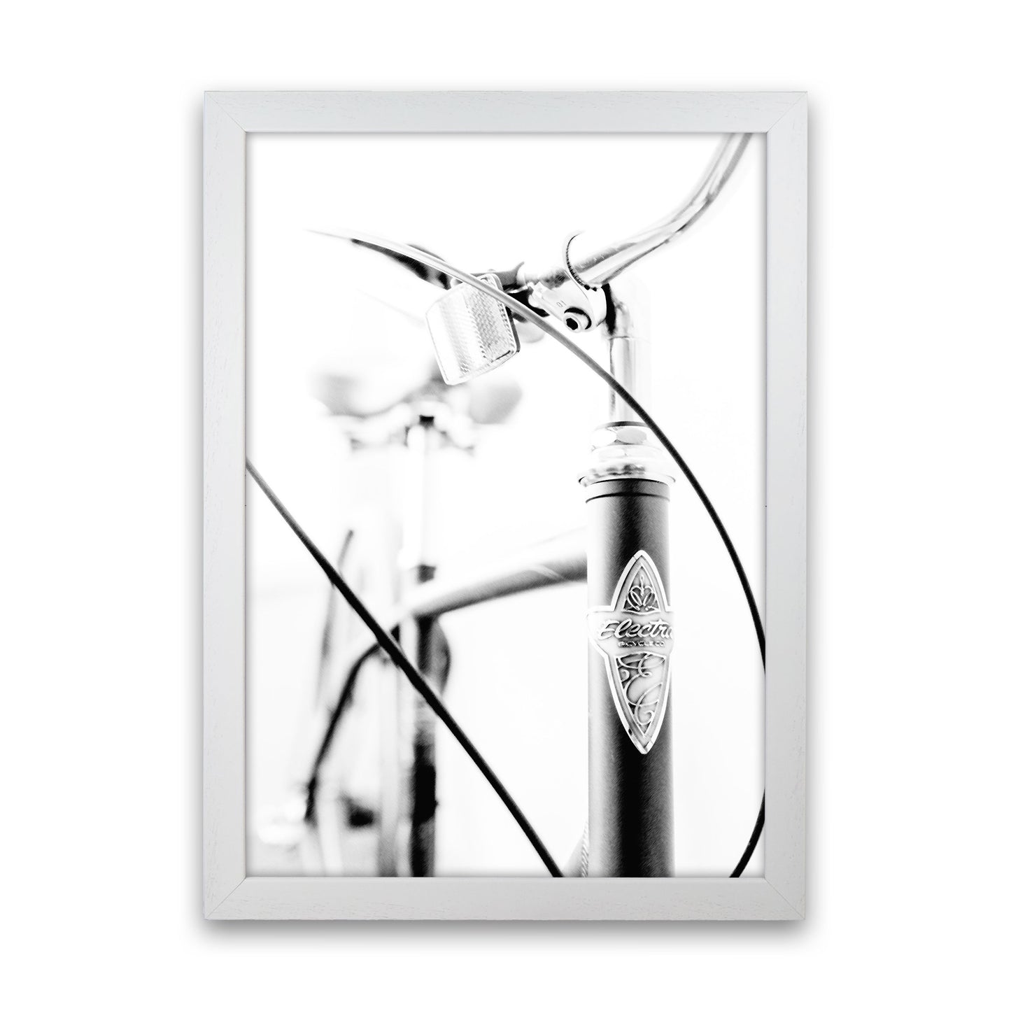Retro Bike Frame Modern Print White Grain