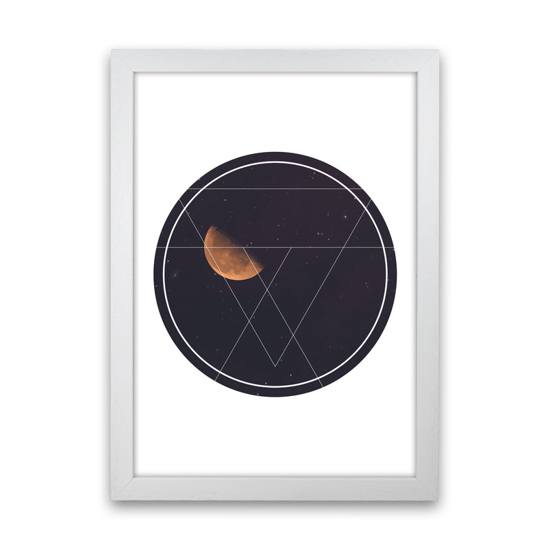 Black Moon Circle Modern Print White Grain