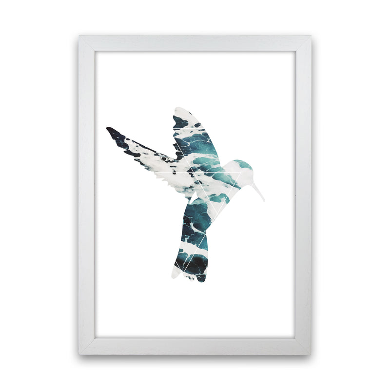 Blue Sea Bird Modern Print Animal Art Print White Grain
