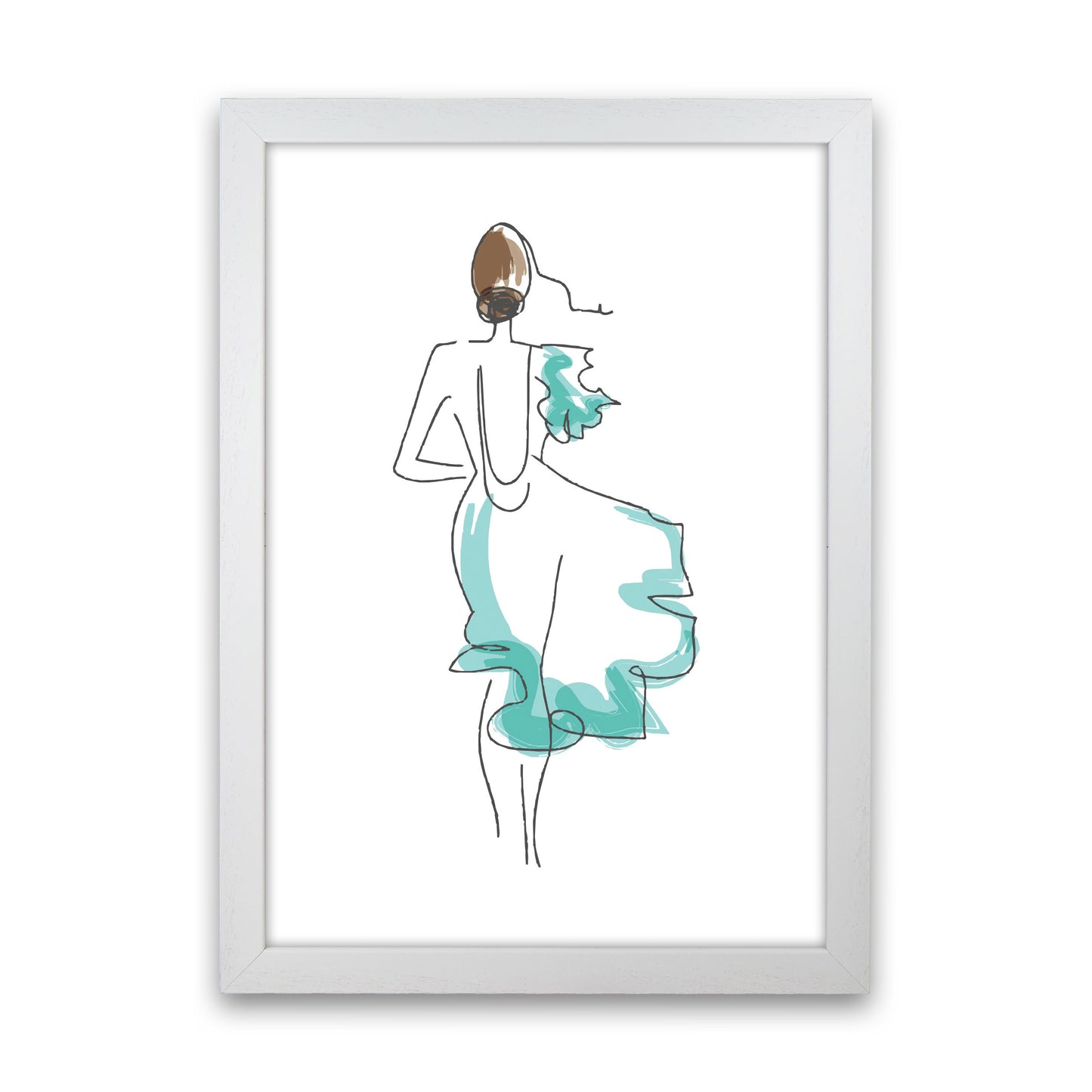 Fashion Line Drawing Modern Print White Grain