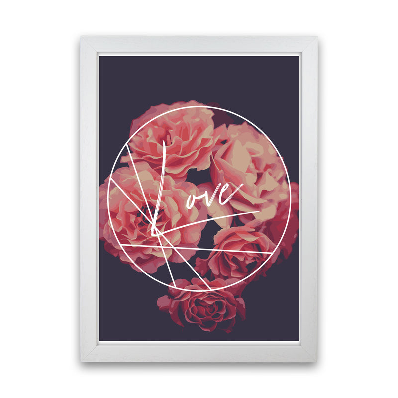 Floral Love Modern Print, Framed Botanical & Nature Art Print White Grain