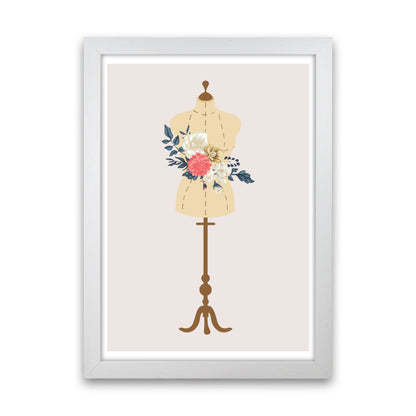Floral Manikin Modern Print White Grain
