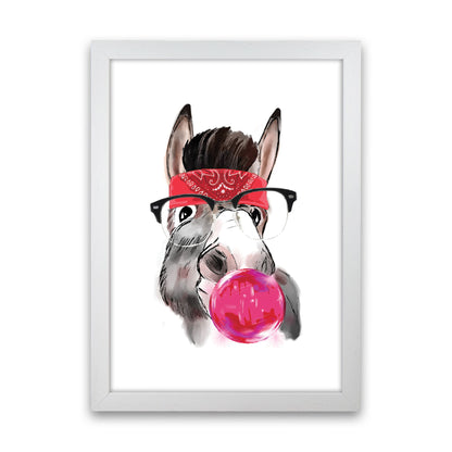 Gangster Donkey Modern Print Animal Art Print White Grain