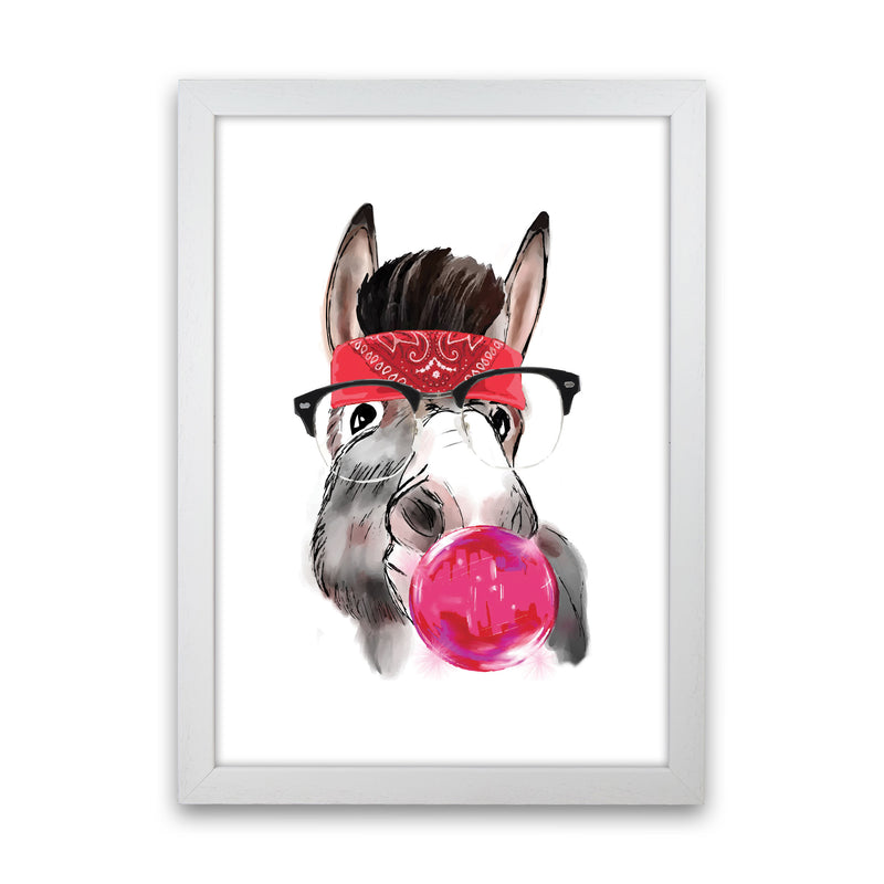 Gangster Donkey Modern Print Animal Art Print White Grain